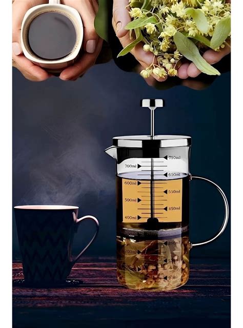 French Press Filtre Kahve Bitki Çayı Demliği Çay Demleme Borosilikat