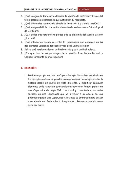 An Lisis De Las Versiones De Caperucita Roja Pdf