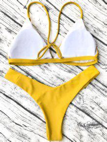 18 OFF 2021 Soft Padded Cami Shell Bikini Set In YELLOW ZAFUL