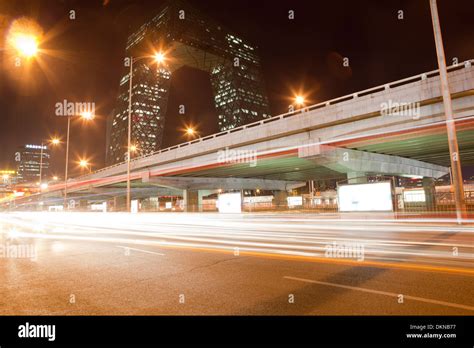 night view of new CCTV headquarters building Stock Photo - Alamy