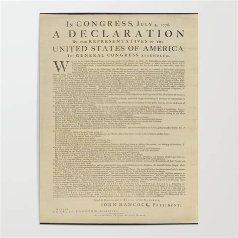 United States Declaration Of Independence Dunlap Broadside Print Copy