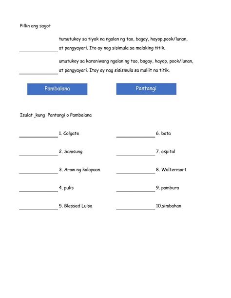 pambalana  pa  interactive worksheets