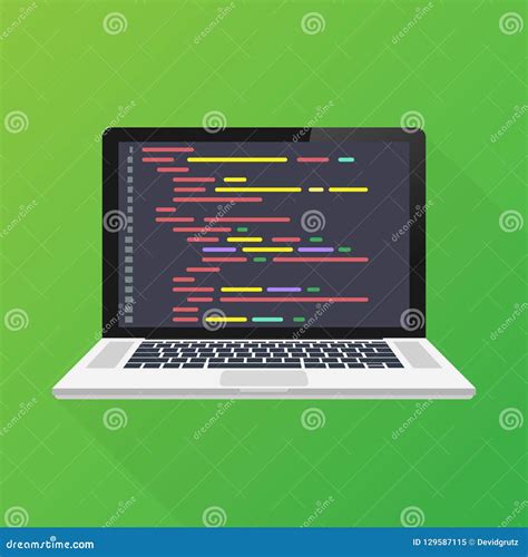 Vector Laptop Coding Concept Web Developer Design Programming