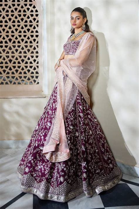 Buy Mishru Purple Tulle Embroidered Lehenga Set Online Aza Fashions