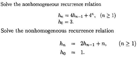 Solve The Non Homogeneous Recurrence Relation Solve Chegg