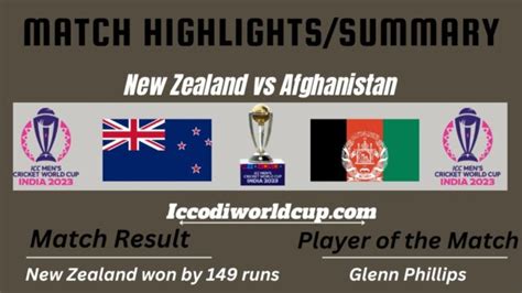 New Zealand Vs Afghanistan Highlights World Cup Match Summary