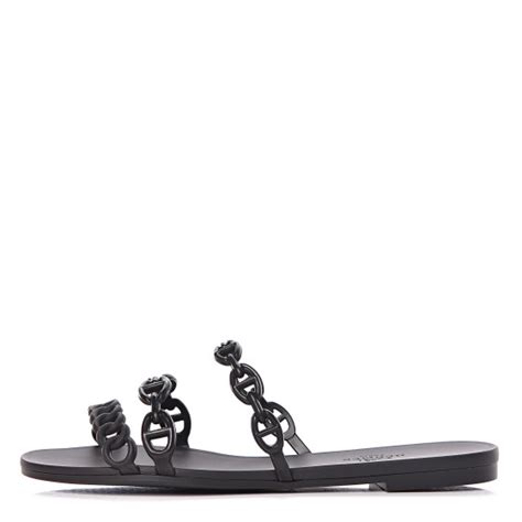 Hermes Rubber Chaine D Ancre Rivage Sandals Black Fashionphile