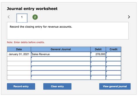 Solved Journal Entry Worksheet Record The Closing Entry For Revenue