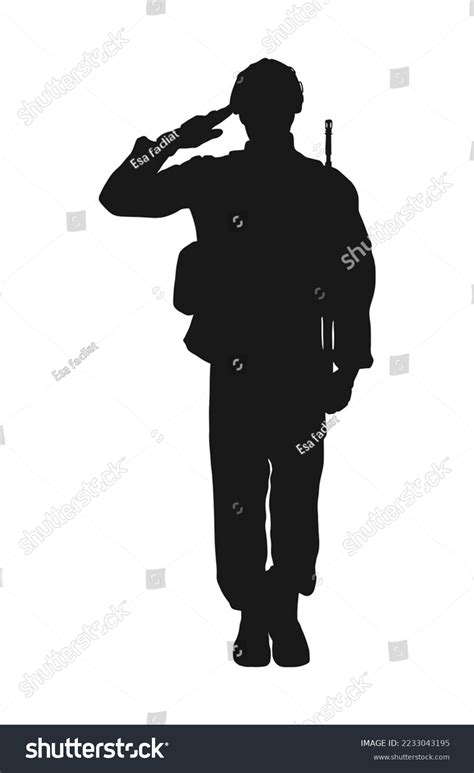 Saluting Soldier Silhouette Vector Military Man Stock Vector (Royalty ...