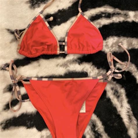 Burberry Swim Burberry Brit Pink And Checkered Triangle Bikini