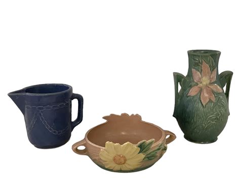 Lot - Pottery Pieces, Including (2) Marked Roseville