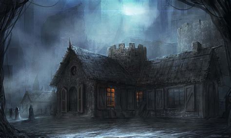 HD wallpaper: Fantasy, House, Artistic, Building, Dark, Fog | Wallpaper ...