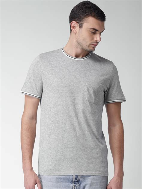 Buy Celio Men Grey Melange Solid Round Neck T Shirt Tshirts For Men