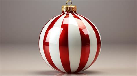 Premium Ai Image Festive Elegance 3d Red And White Christmas Bauble