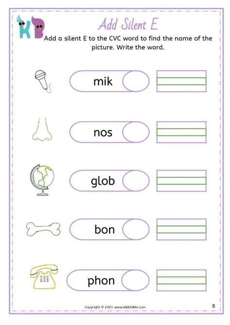 Free silent e worksheet free printable, Download Free silent e ...