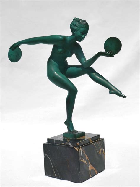 Proantic Art Deco Sculpture Naked Dancer With Discs Period Ma
