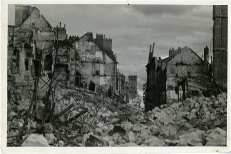 Destruction from aerial bombardment, Caen, 1944 | The Digital Collections of the National WWII ...