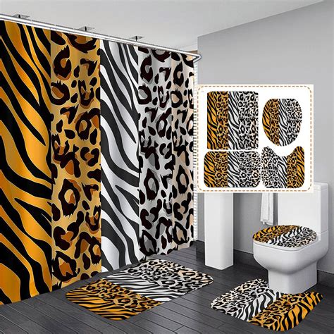 Brown Curtain Zebra Bathroom Themes