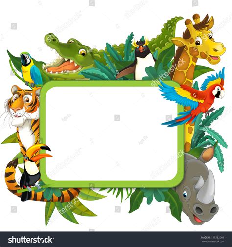 Banner Frame Border Jungle Safari Theme Ilustración De Stock 146282069