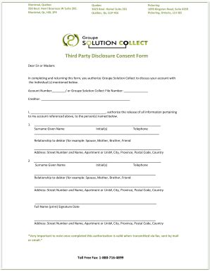 Fillable Online Third Party Disclosure Consent Form Groupesccom Fax