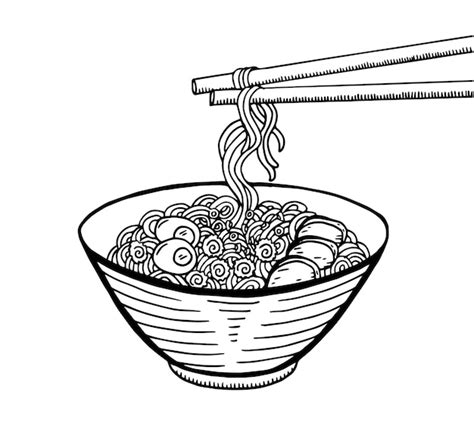 Dibujado a mano ilustración de dibujo de comida japonesa ramen