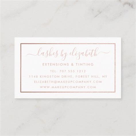 Chic Rose Gold Foil Lashes Beauty Makeup Artist Business Card Zazzle