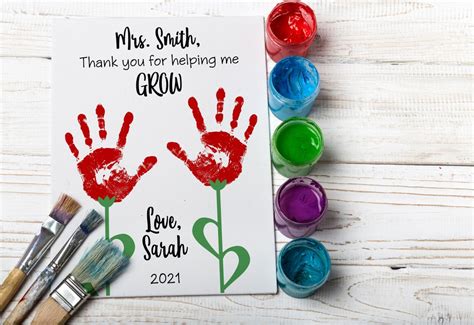 Thank You For Helping Me Grow Handprint Art Craft Kids Etsy