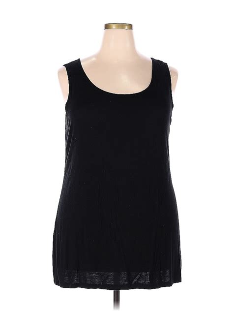 Logo By Lori Goldstein Solid Black Sleeveless Top Size X Plus