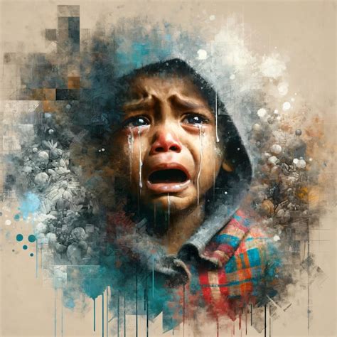 Premium Photo | Colorful Painting of a Crying Child