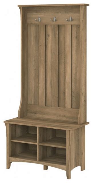 Pemberly Row Engineered Wood Hall Tree With Shoe Storage Bench In