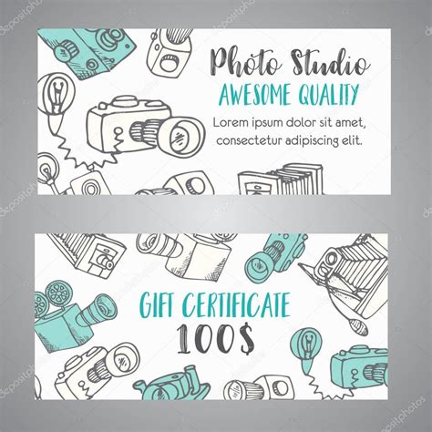 Certificado de regalo para estudio fotográfico o fotógrafo Dibujado a