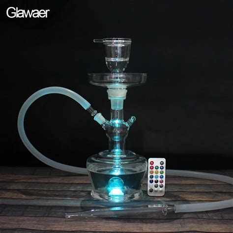 Shisha New Glass Hookahs Chicha With Led Light White Pipe And Nargile Hottest Smoking Hookah