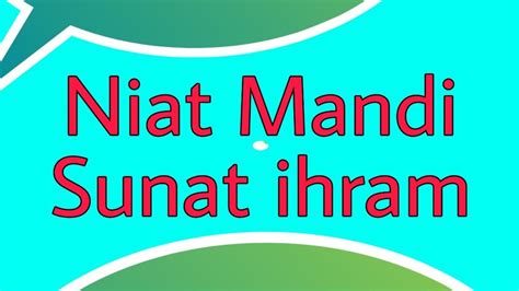 Niat Mandi Sunat Ihram YouTube