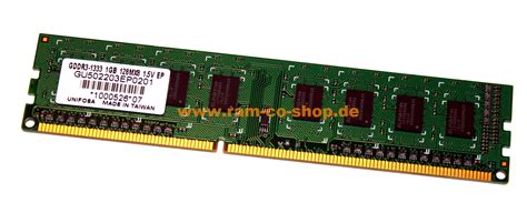 1 GB DDR3 RAM 240 Pin PC3 10600U Non ECC Unifosa GU502203EP0201 2 79