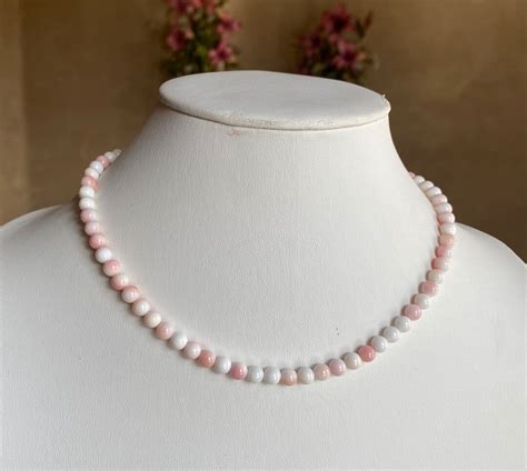 Pink Conch Shell Necklace Natural Pink Queen Conch Shell Round Ball 6mm