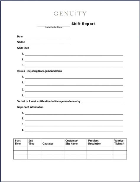 Daily End Of Shift Report Template, Easily Manage Your Activities ...