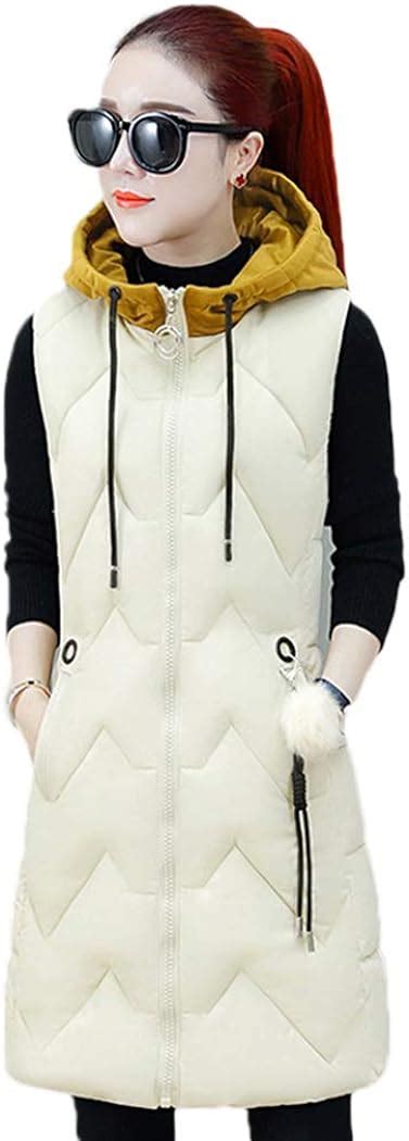 Womens Gilets Waistcoat Long Hooded Padded Puffer Quilted Vest