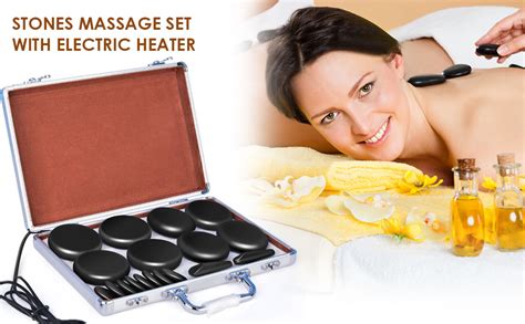 18pcs Hot Stones Massage Set With Warmer Professional Or Home Spa Massage Hot