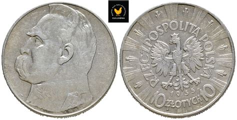 1935 Polen 10 Zlotych Josef Pitsudski Gullhona No