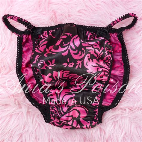 Hot Pink Black Anias Poison Cut Sissy MENS SATIN Beautiful Shiny Silky Wet Look Mens String