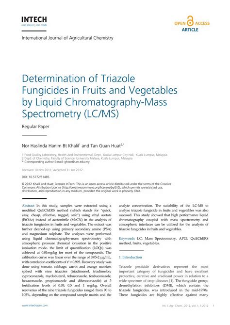 Pdf Determination Of Triazole Fungicides In Fruits And Cdn