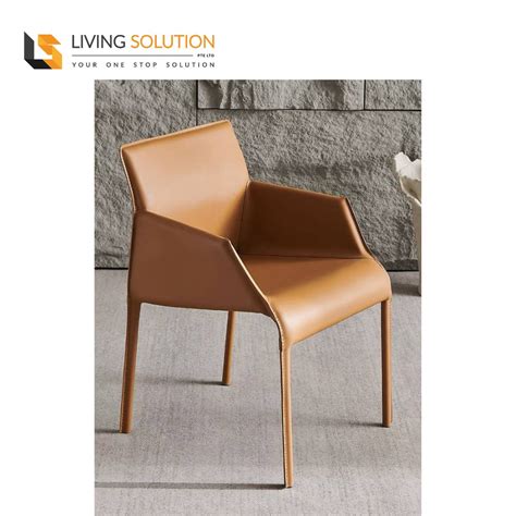 Axel Saddle Leather Dining Chair Living Solution Pte Ltd