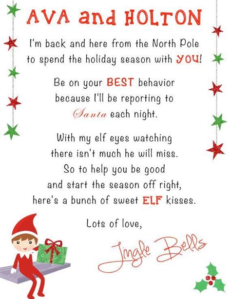 Letters From Elf On The Shelf Letter Template Elf On The Shelf