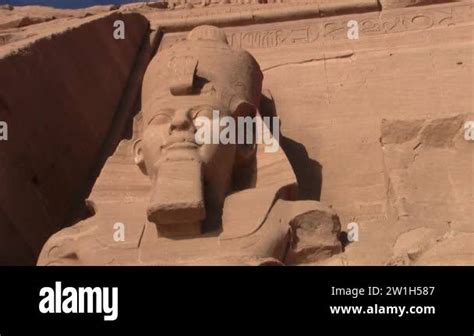 Abu Simbel Colossus Of Ramesses Ii Low Angle Shot On The Facade Of