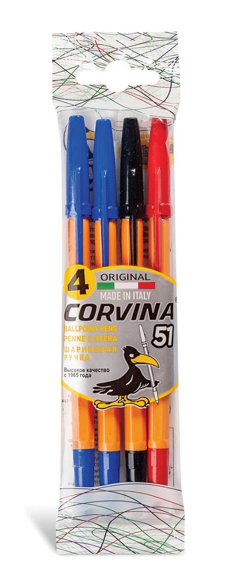 "Corvina" Ручка шариковая 51 Vintage Flowpack 1 мм 4 шт. 40226G цвет ...