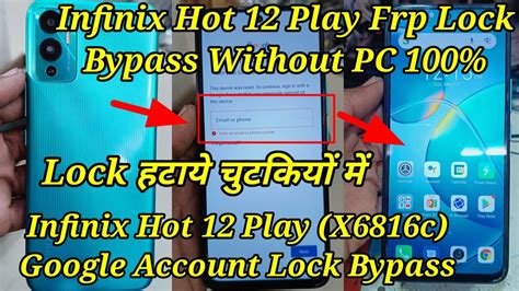 Infinix Hot 12 Play Frp Lock Bypass Without PC Infinix X6816c Google