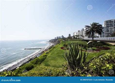 Miraflores Panoramic Aerial View Of The Green Coast With Cliff Beaches