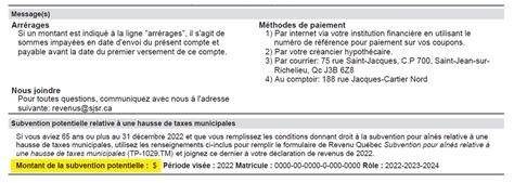 Votre Compte De Taxes 2023 Ville De Saint Jean Sur Richelieu