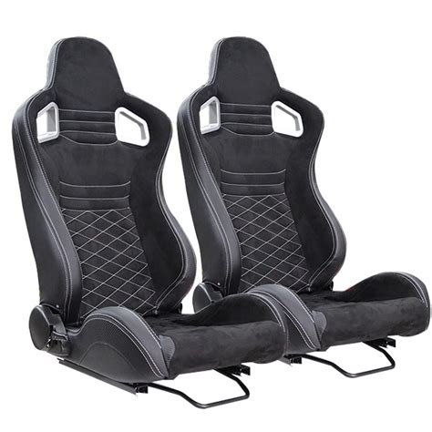 Reclinable Racing Seats Alcantara Leather Finish Pair Max Motorsport