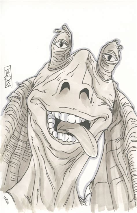 Tom Hodges - Jar Jar Binks "Star Wars" Signed ORIGINAL 5.5" x 8.5 ...